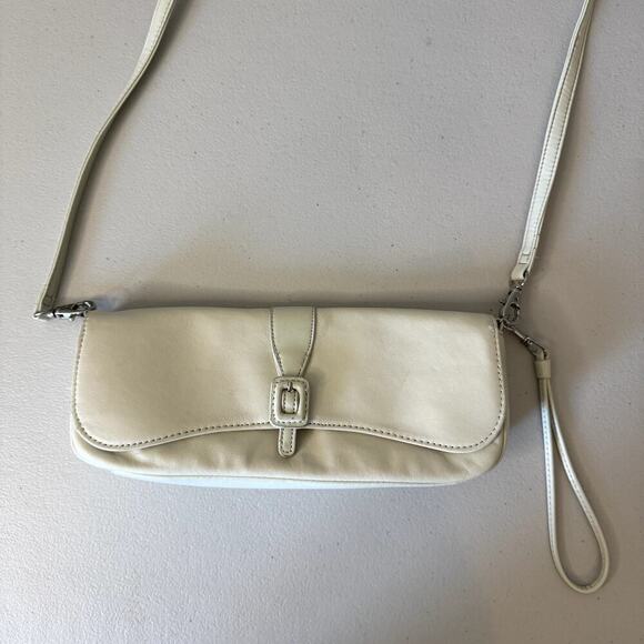 VTG Crossbody White Ivory Purse Bag 100% Leather - Picture 2 of 10
